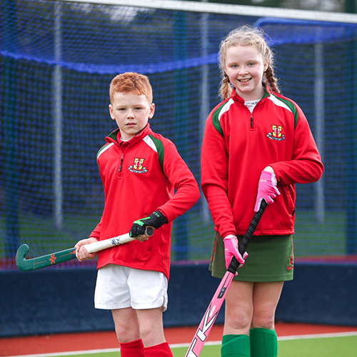 Students playing hockey